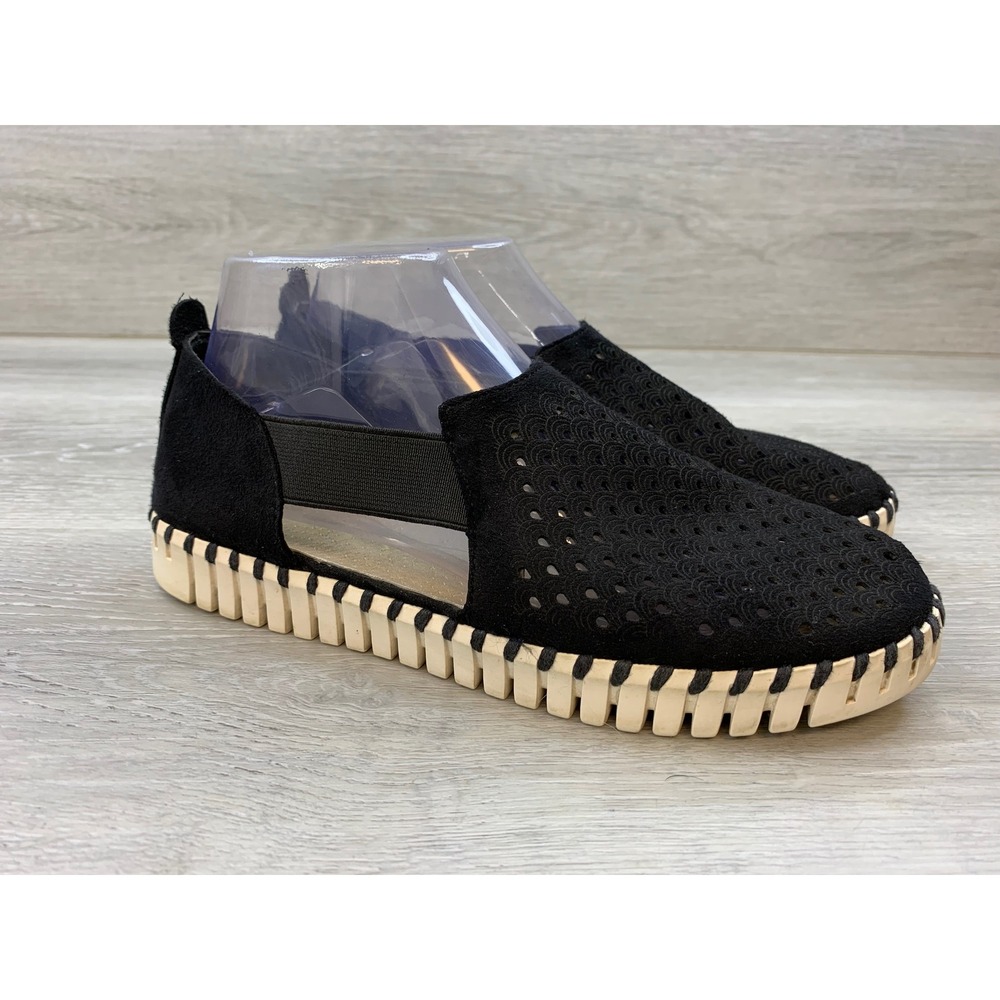 Ilse Jacobsen Tulip Women's Black Laser Perforated Slip On Loafers 6.5 Shoes